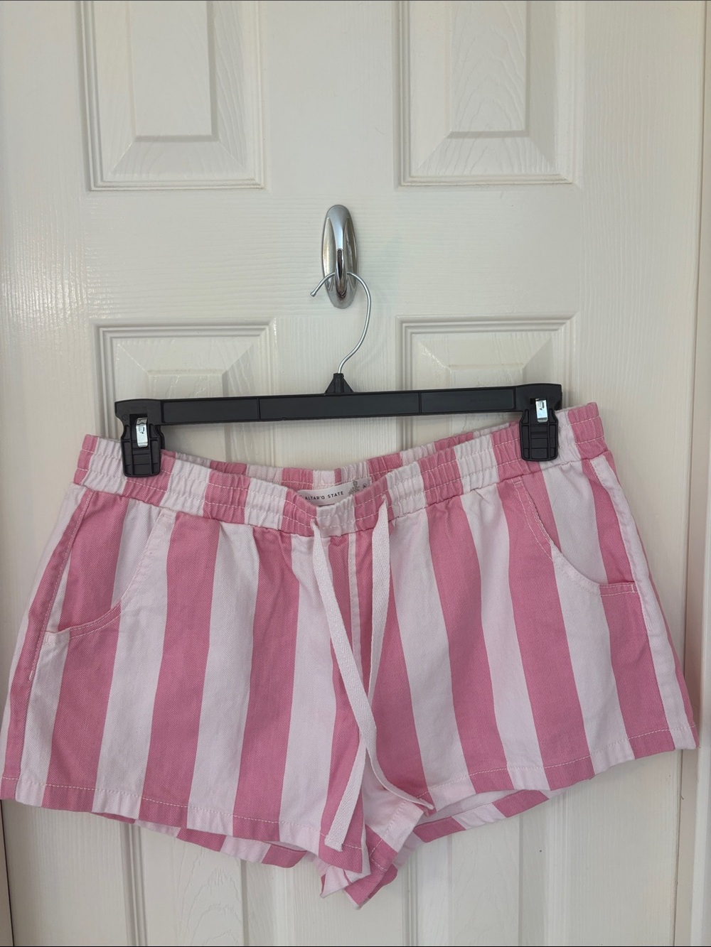 Altar'd State Pink & White Striped Athletic Lounge Shorts